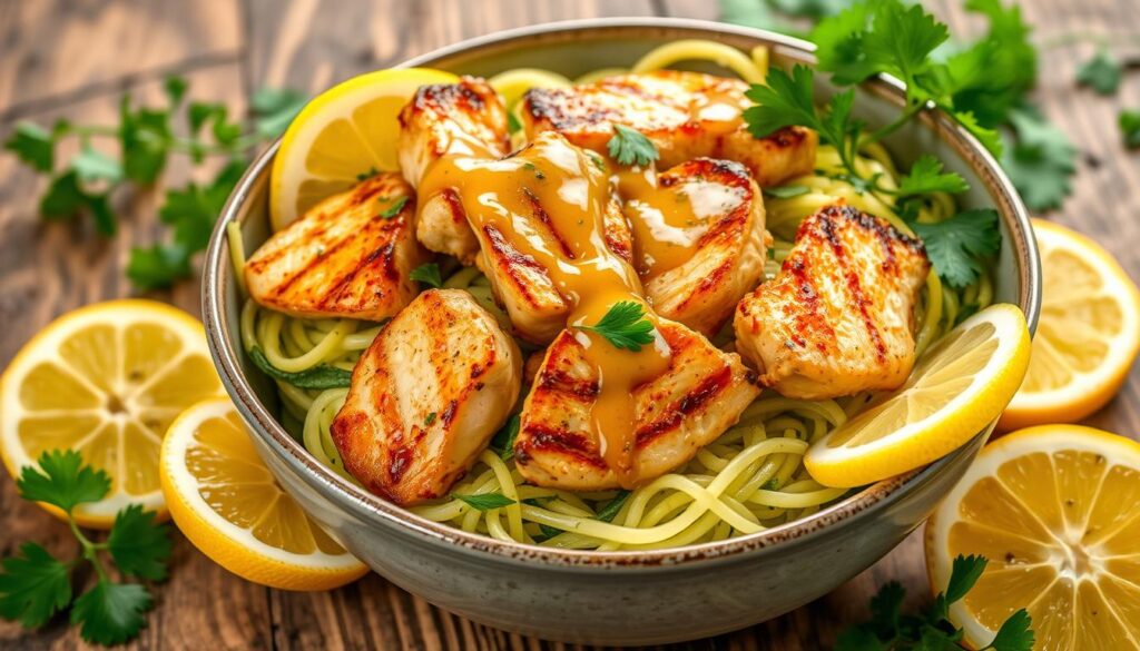 garlic lemon chicken zoodles